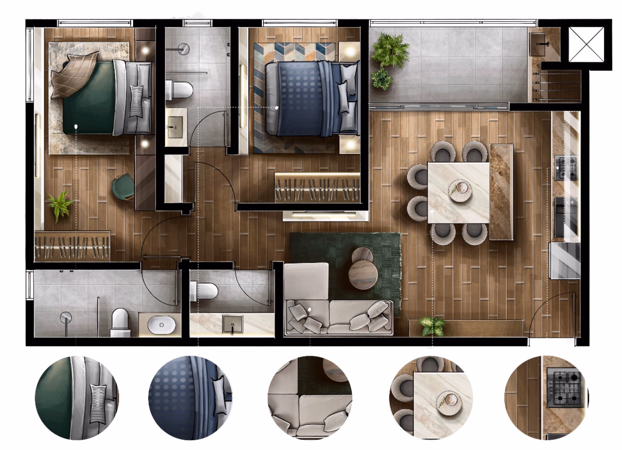 Apartamento 2 suítes em Balneário Perequê — Balneário Perequê