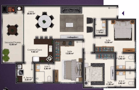 Apartamento 3 suítes em Meia Praia — Meia Praia