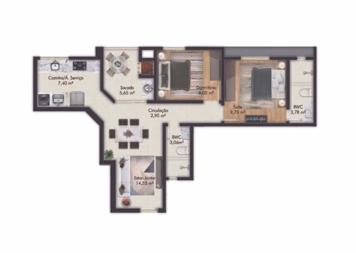 Apartamento 2 quartos em Jardim Praiamar — Jardim Praiamar, Itapema