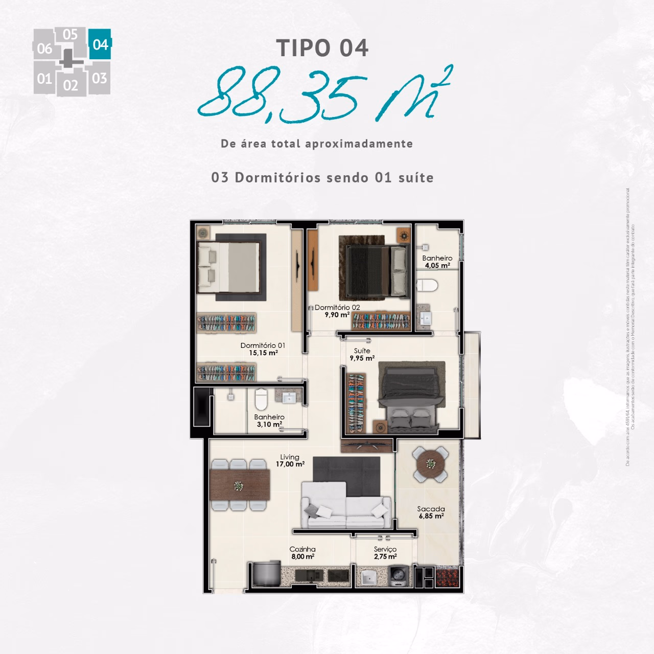 Apartamento 3 quartos em Perequê — Perequê