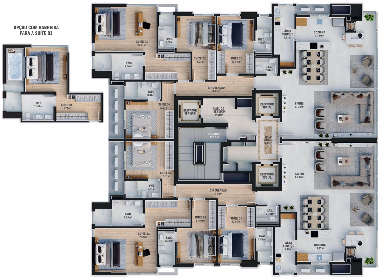Apartamento 4 suítes em Meia Praia — Meia Praia, Itapema