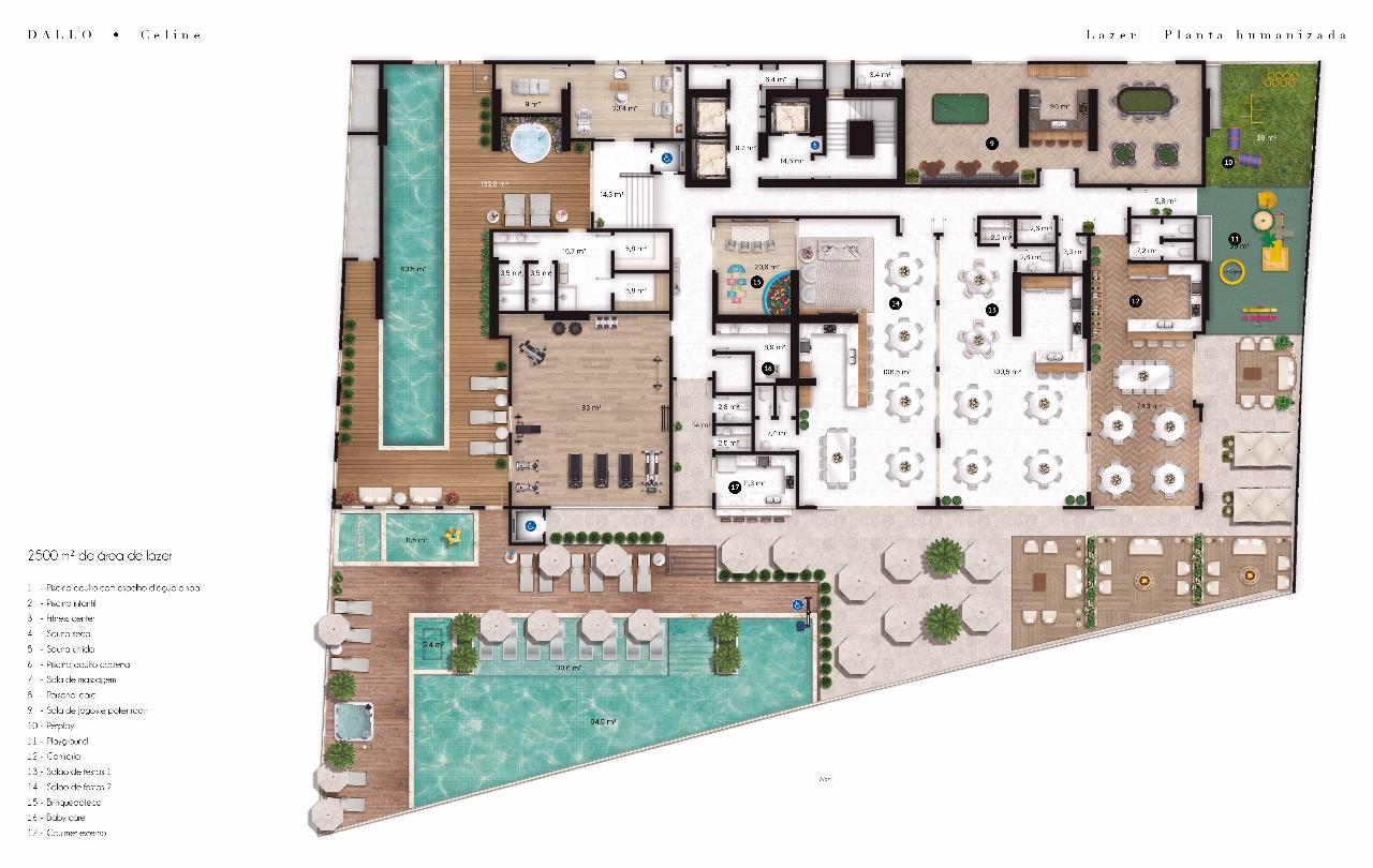 Planta Lazer do Celine Residence Frente Mar em Itapema