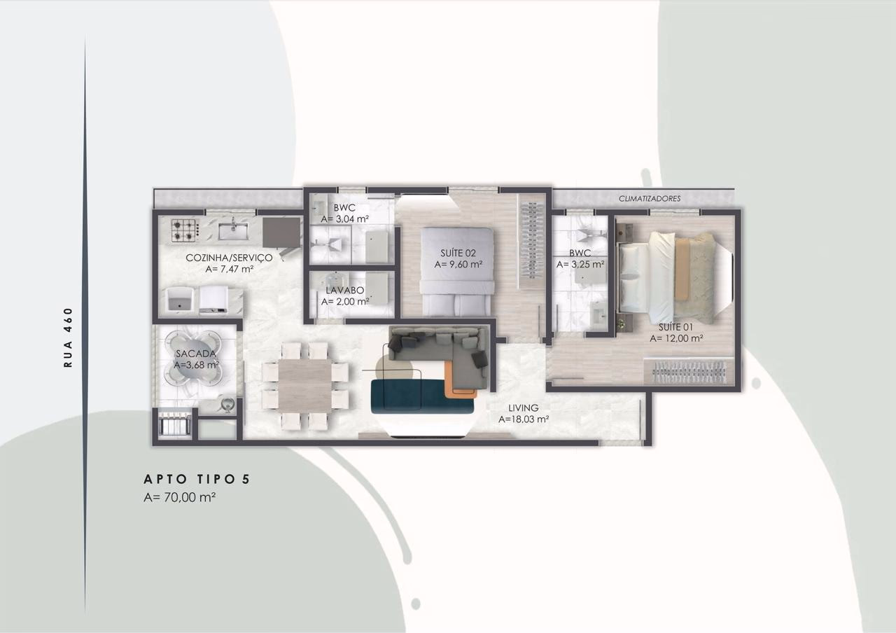 Apartamento 2 suítes em Jardim Praiamar — Jardim Praiamar, Itapema