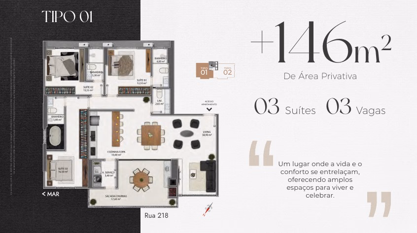 Apartamento 3 suítes em Meia Praia — Meia Praia