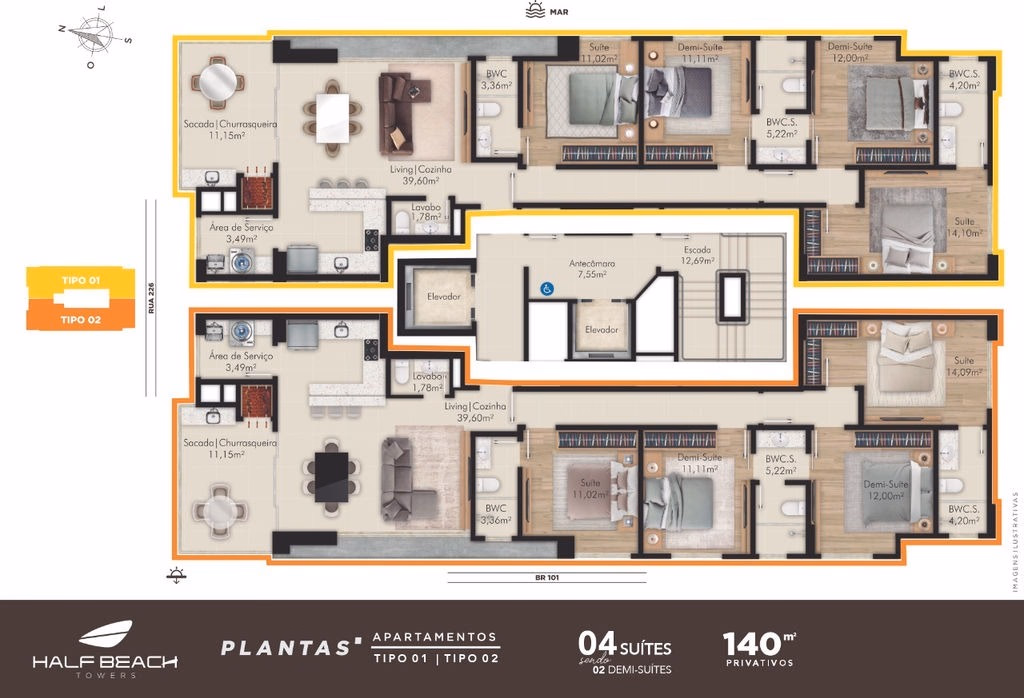 Apartamento 4 quartos em Meia Praia — Meia Praia, Itapema