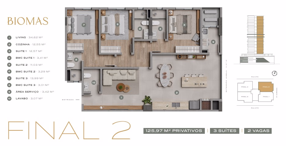 Apartamento 3 suítes em Meia Praia — Meia Praia, Itapema
