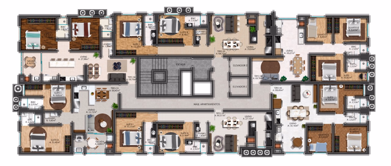 Planta Apartamentos Evidence, Morretes, Itapema-SC