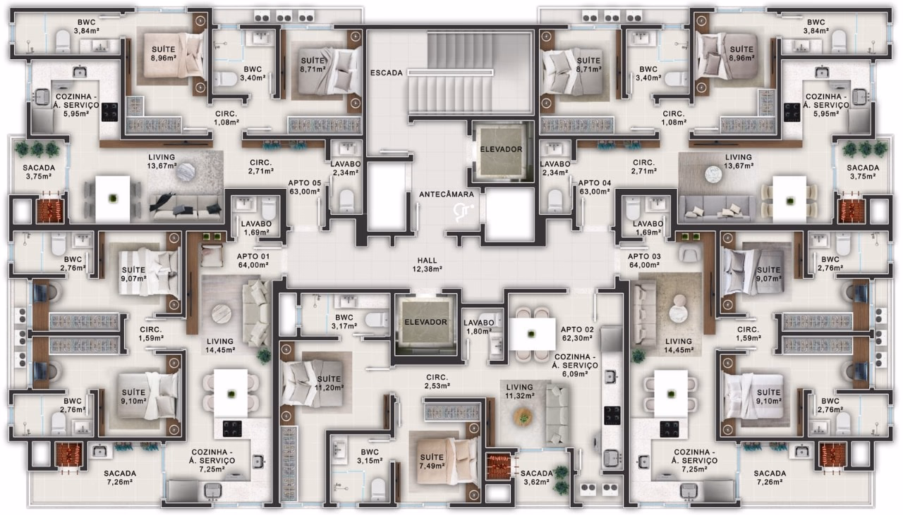 Apartamento 2 suítes em Morretes — Morretes, Itapema