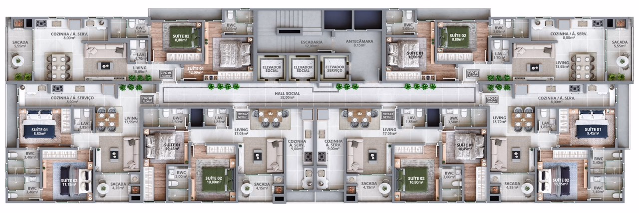 Apartamento 2 suítes em Morretes — Morretes, Itapema