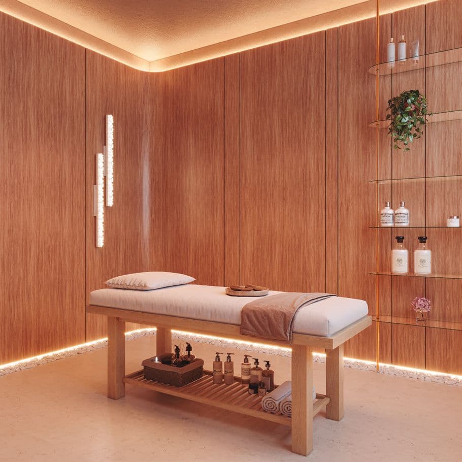 Sala de massagem do Accendis Home Living, no Centro de Itapema