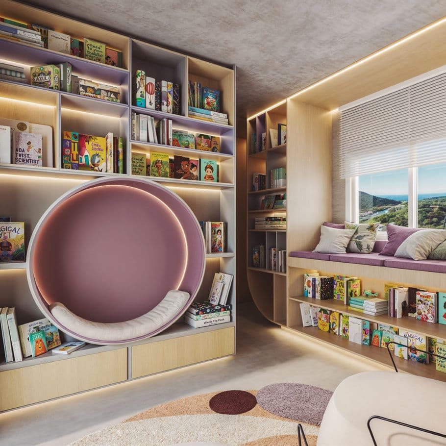 Reading Room, a sala de leitura do Accendis Home Living, em Itapema