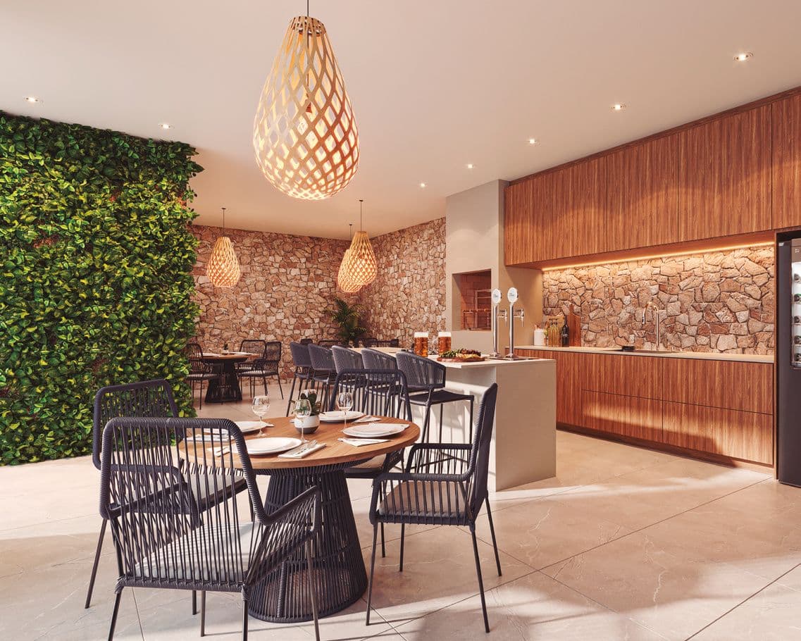 Sunset Bar, o espaço gourmet da piscina do Accendis Home Living, em Itapema