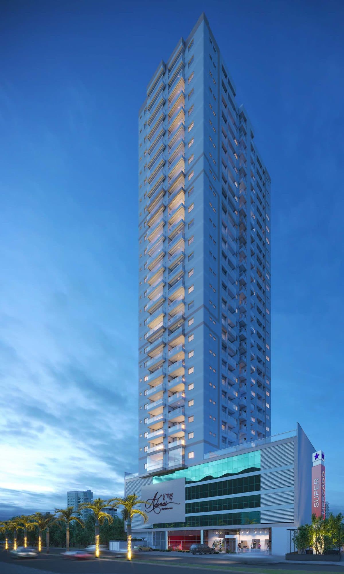 Torre de 31 andares do Adonai Residence, na Av. Ayrton Andorinha, Jardim Dourado, Porto Belo
