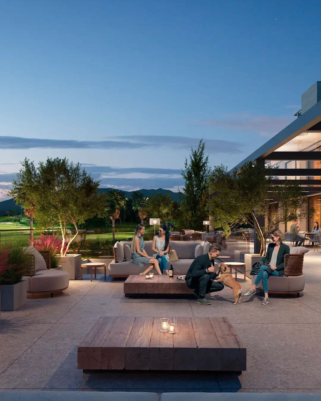 Lounge com fire place do Porto Belo Golf All Resort