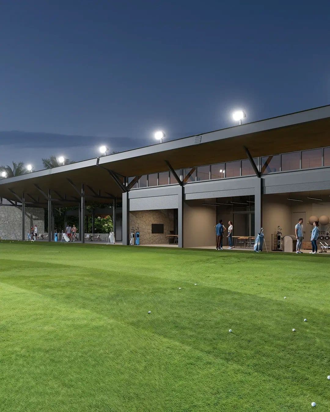 Porto Belo Golf All Resort à noite, com o campo iluminado