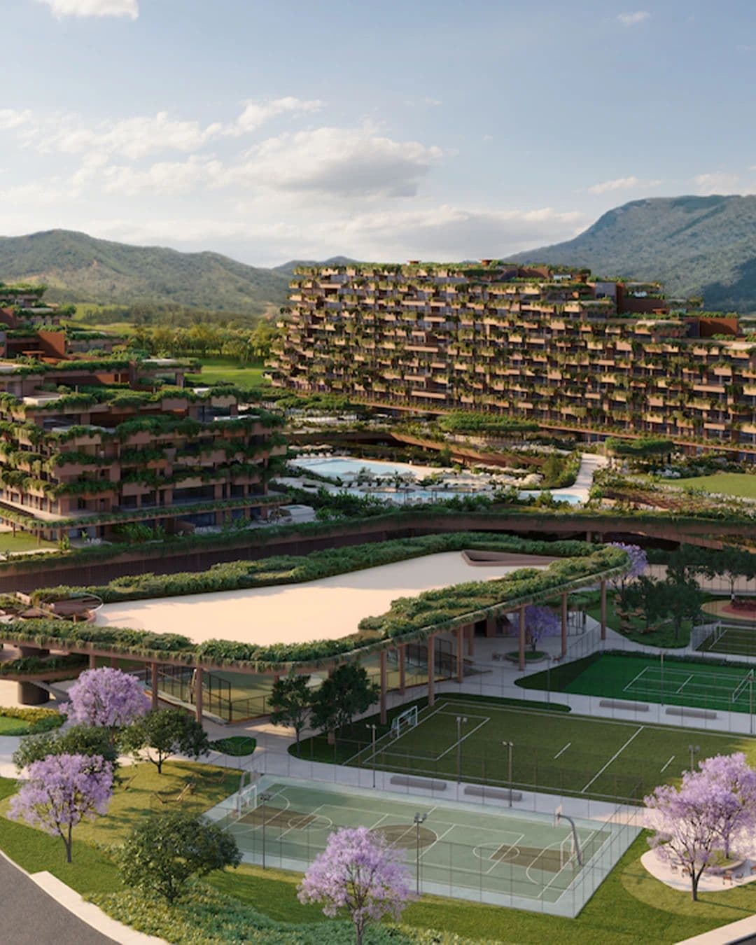 Varanda com vegetação de um apartamento do Terra All Resort