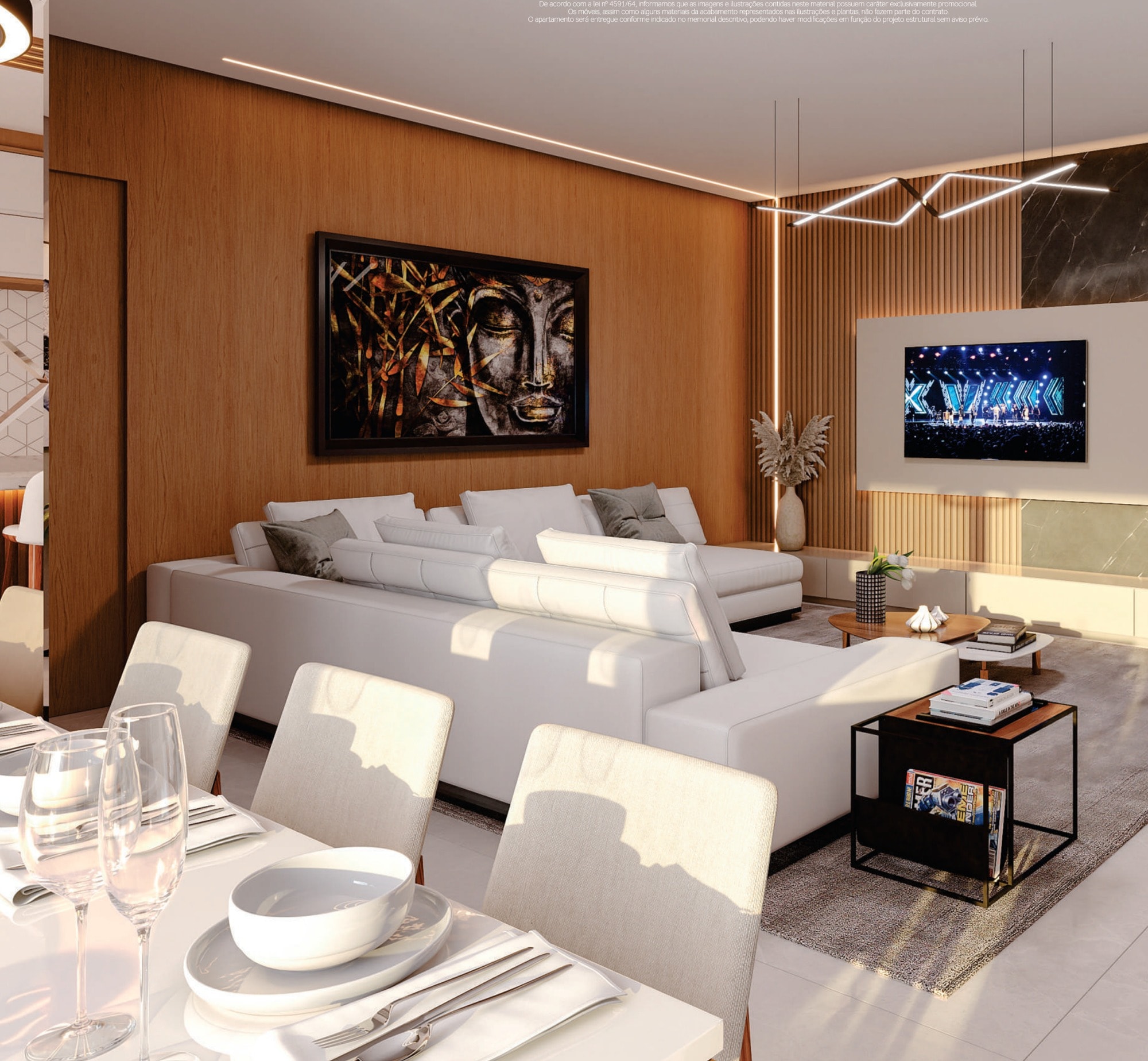 Sala de jantar de apartamento do Amon Rá Tower, em Itapema