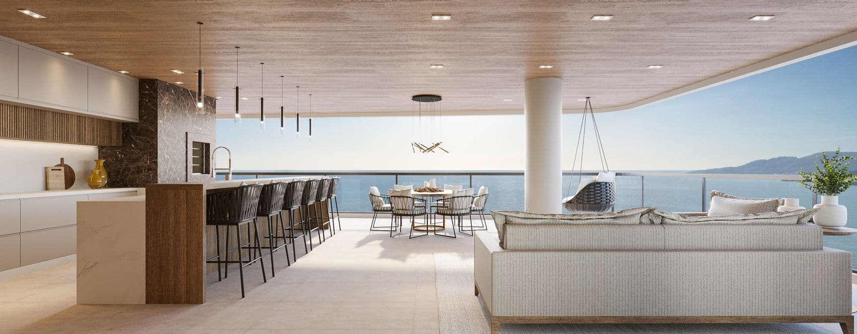 Sacada de 98 m² da penthouse do Arc de Lumière, na Meia Praia, Itapema