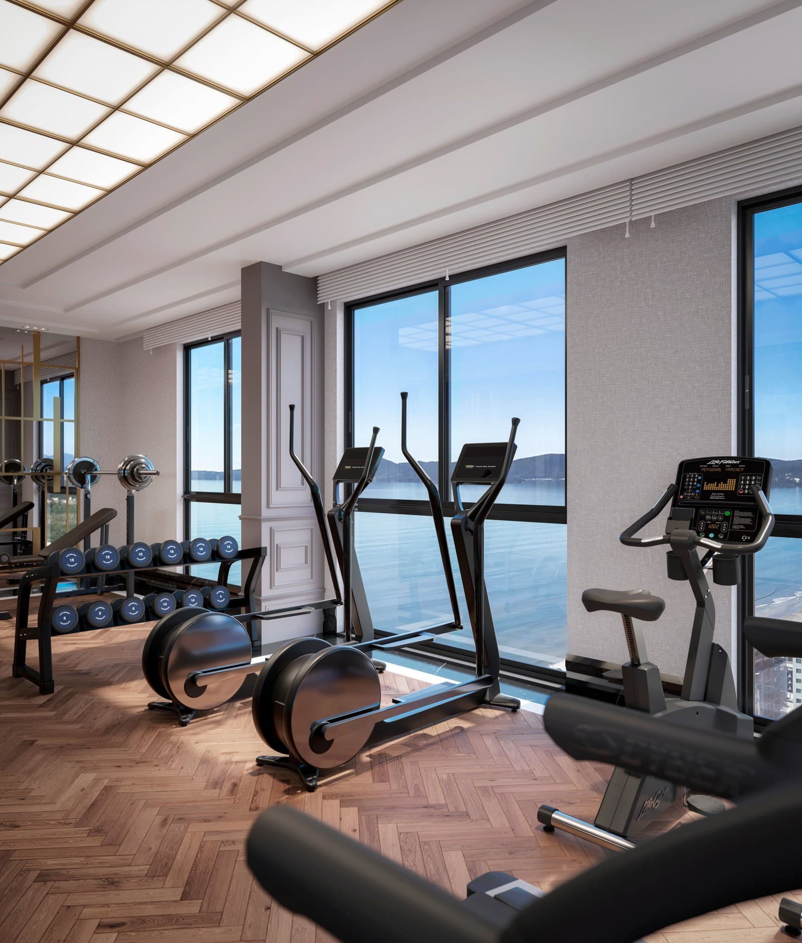 Academia com vista para o mar do Bristol Residence, em Meia Praia