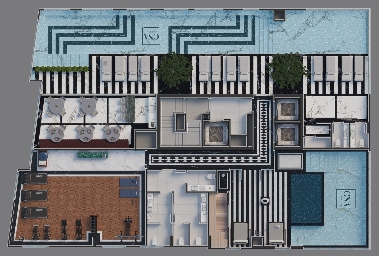 Planta da área de lazer do Bristol Residence — pavimento 1