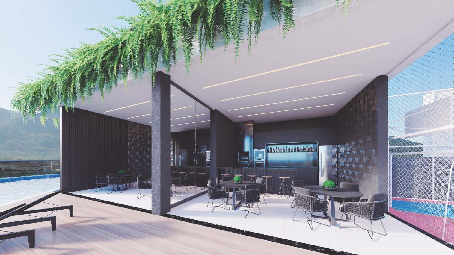 Espaço gourmet do Bruxelas Residence, em Meia Praia, Itapema