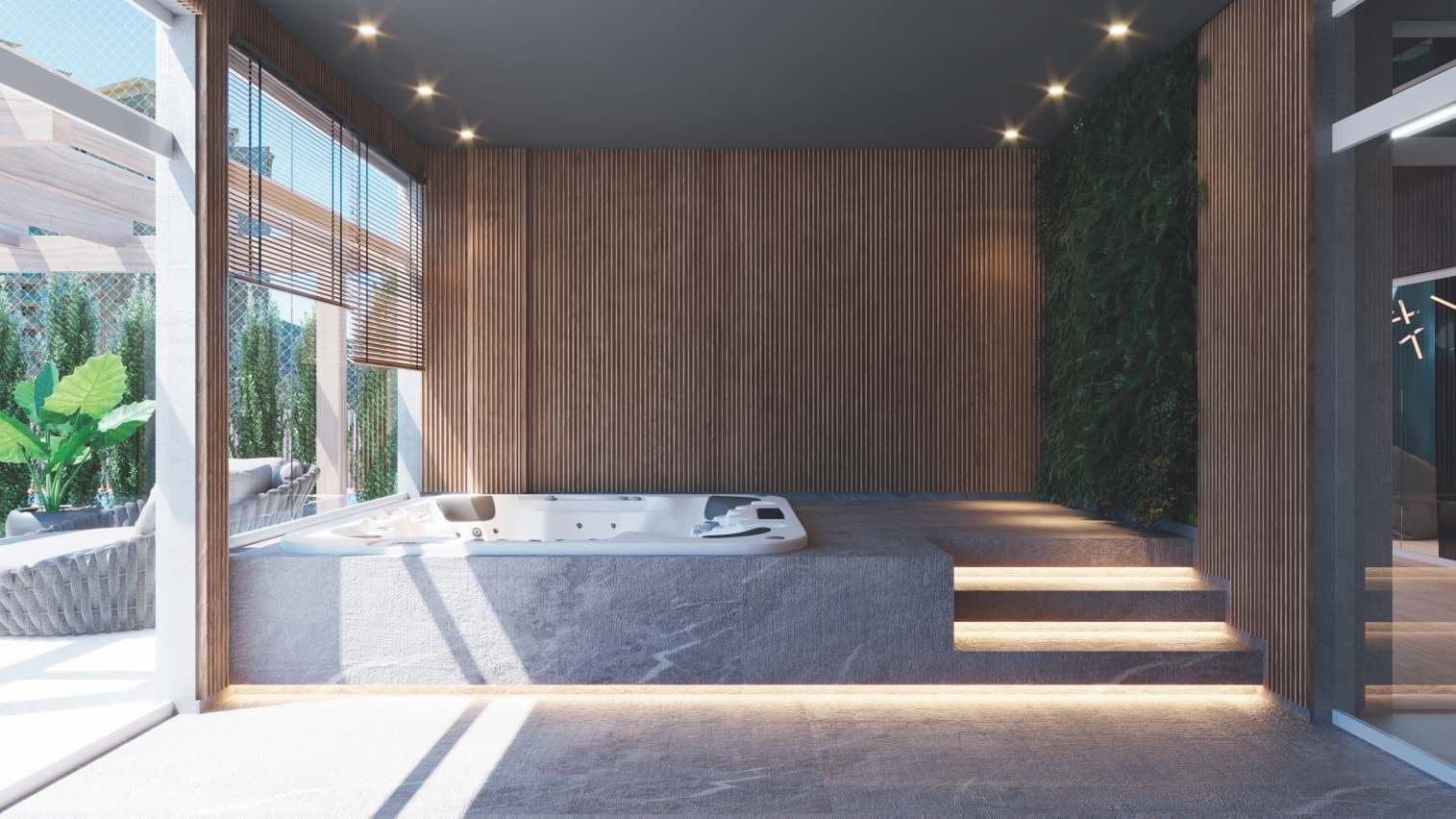Spa com sauna do Bruxelas Residence, em Itapema