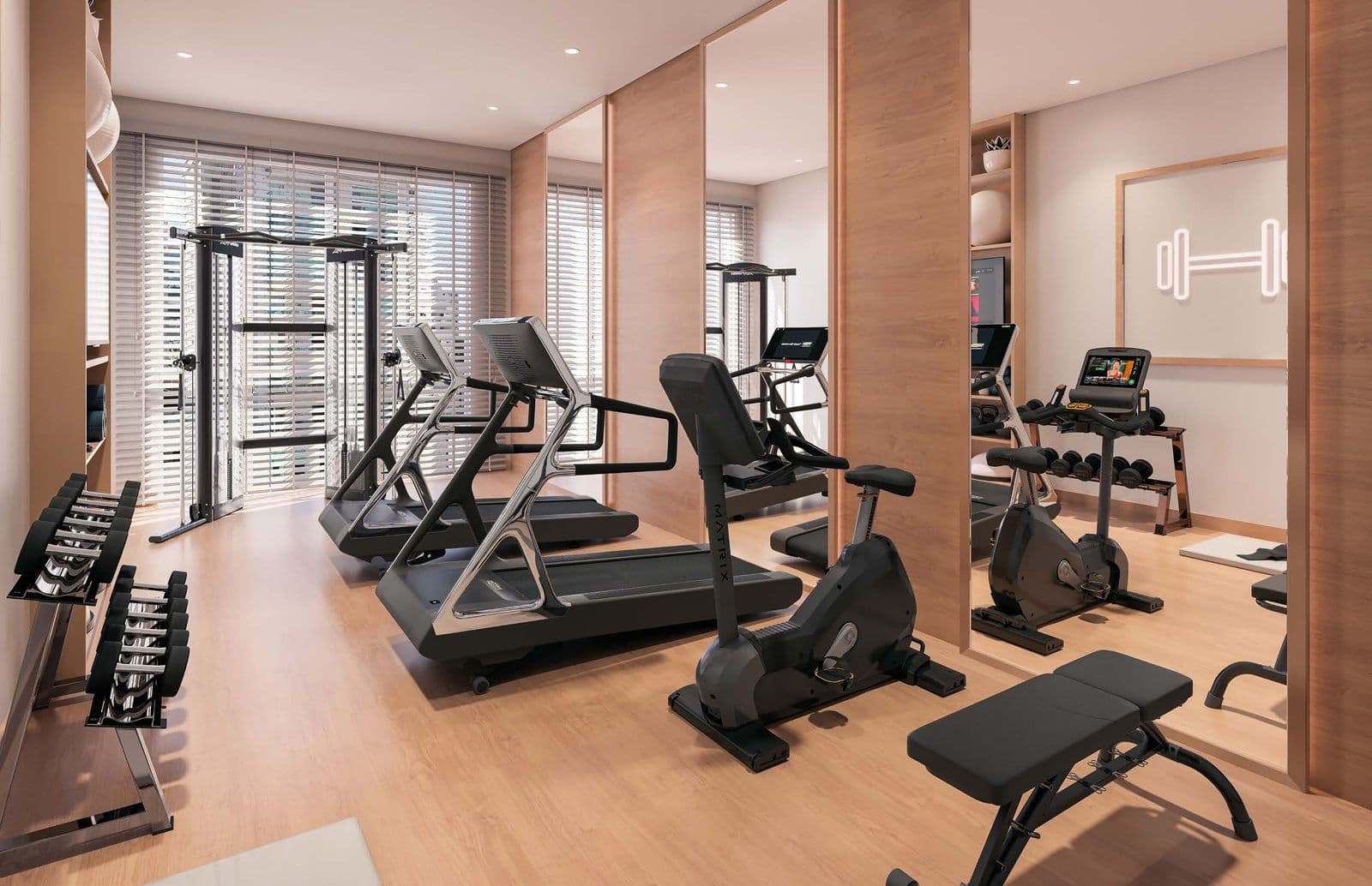 Academia equipada do Diamante Residence, em Itapema