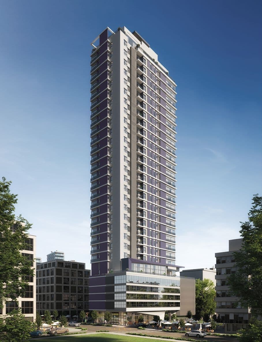 Torre de 31 andares do Du-Art Tower Residence vista de baixo, na Avenida Nereu Ramos, Itapema