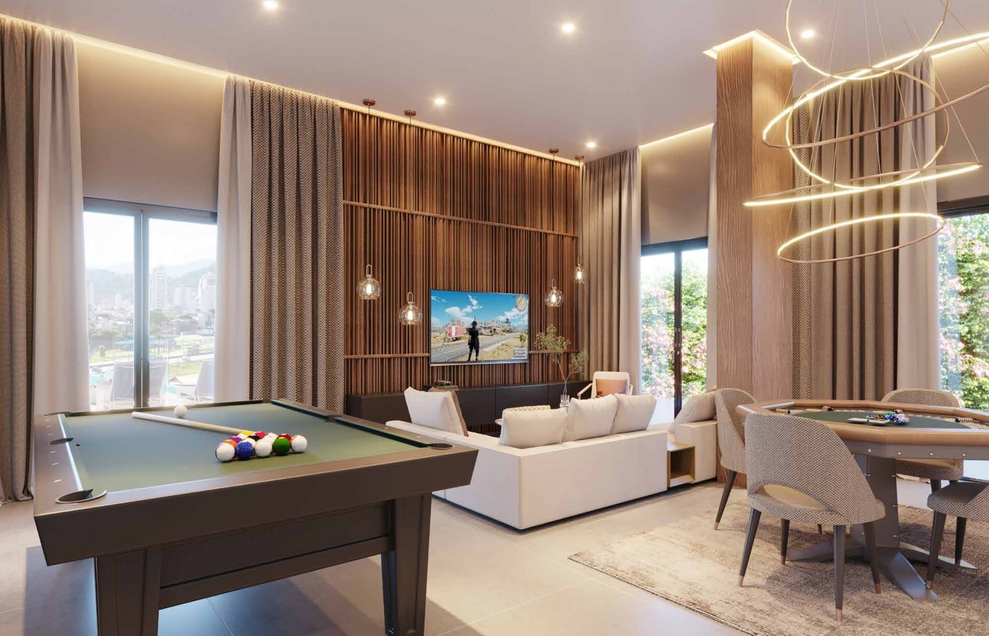 Sala de jogos do Dublin Residence, em Itapema