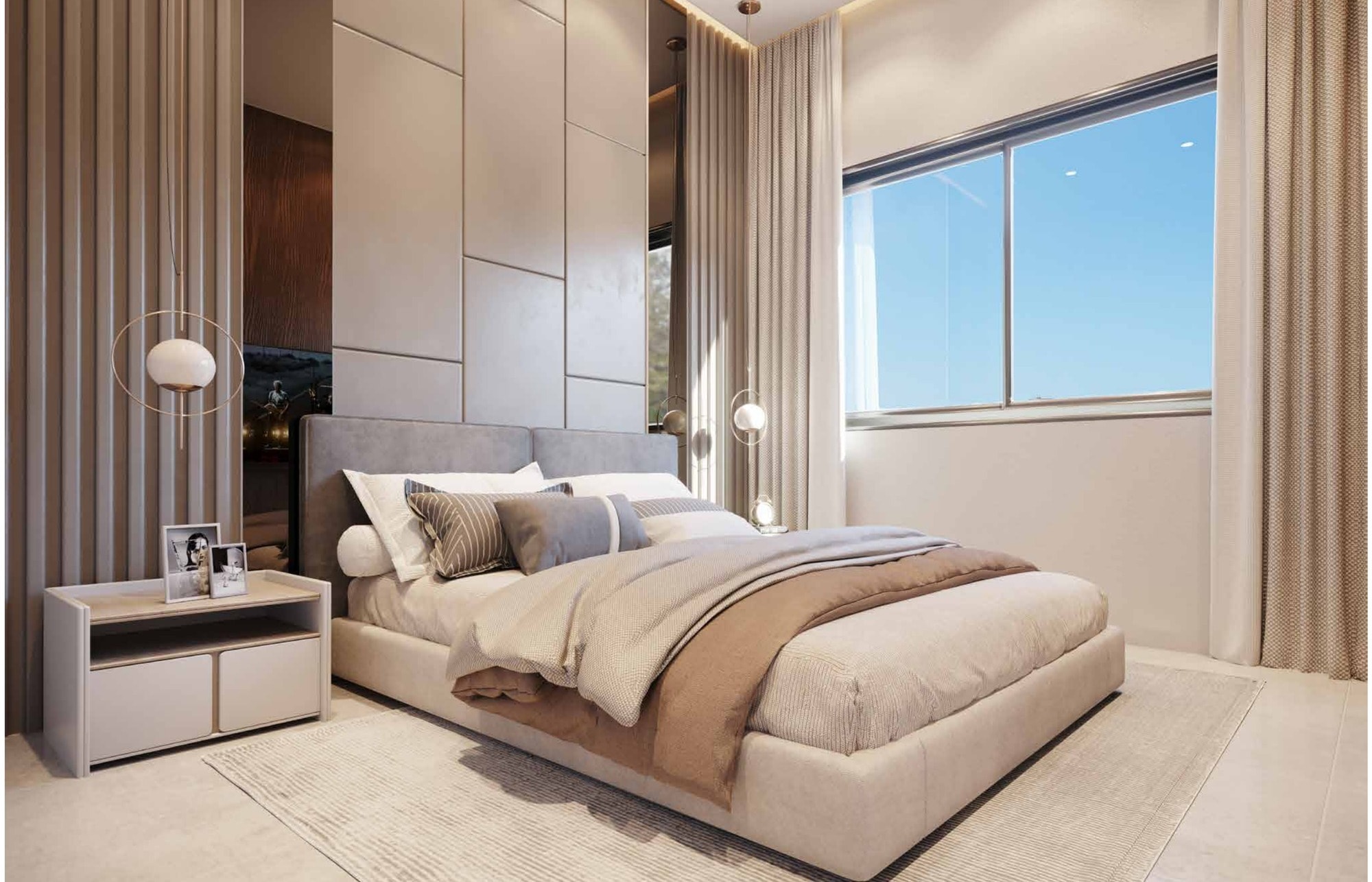 Suíte de apartamento do Dublin Residence, nas ruas 244 e 246, Meia Praia