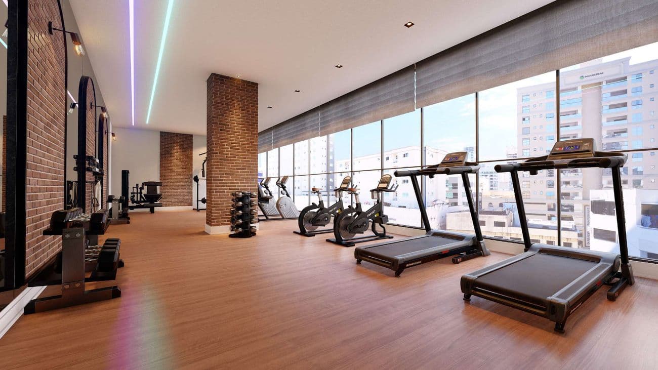 Academia de 59,25 m² do Edir Russi Dellagnelo Residence, na Meia Praia