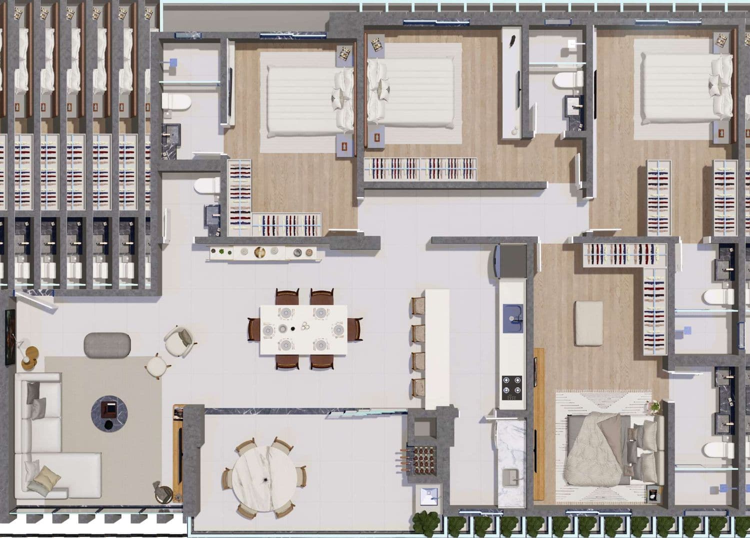 Planta do Tipo final 01 do Edir Russi Dellagnelo Residence, com 4 suítes e 171,10 m² privativos