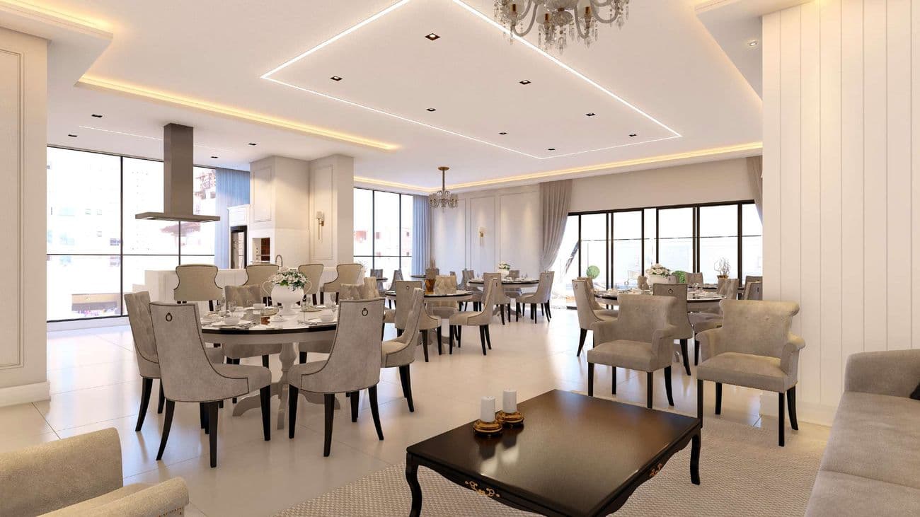 Salão de festas de 103,95 m² do Edir Russi Dellagnelo Residence, em Itapema