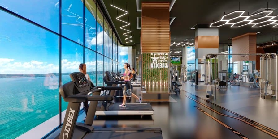 Academia no rooftop do Empire 234, a 234 metros de altura