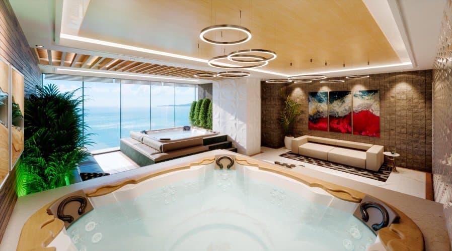 Espaço jacuzzi do pavimento Beauty, no 40º andar do Empire 234