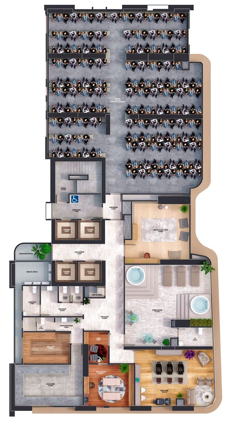 Planta do lazer Beauty do Empire 234, no Centro de Itapema
