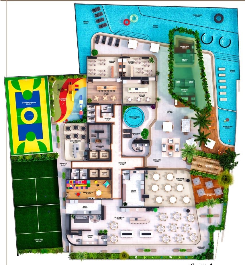 Planta do lazer Embasamento do Empire 234, no Centro de Itapema
