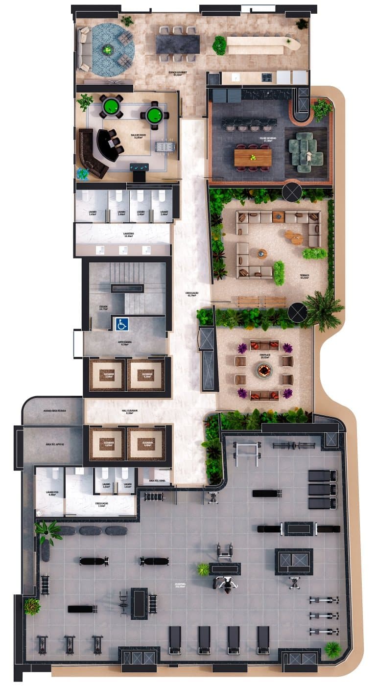Planta do lazer Rooftop do Empire 234, no Centro de Itapema