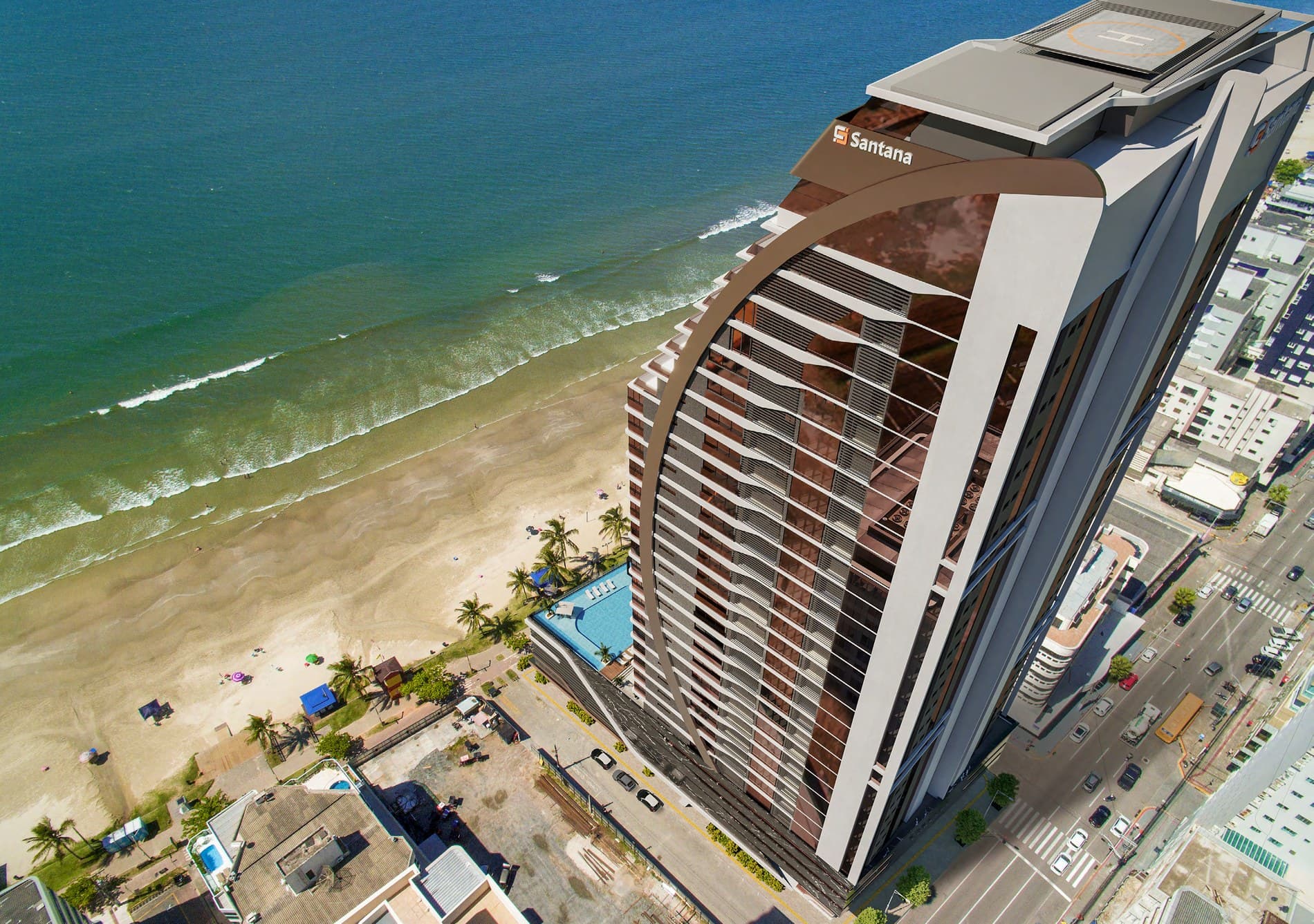 Torres do Enseada Residence de frente para a orla de Meia Praia, em Itapema