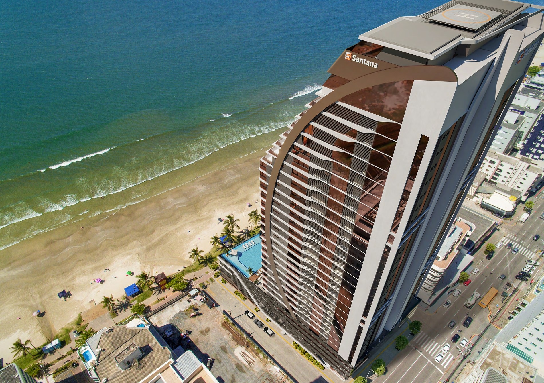 Torres do Enseada Residence de frente para a orla de Meia Praia, em Itapema