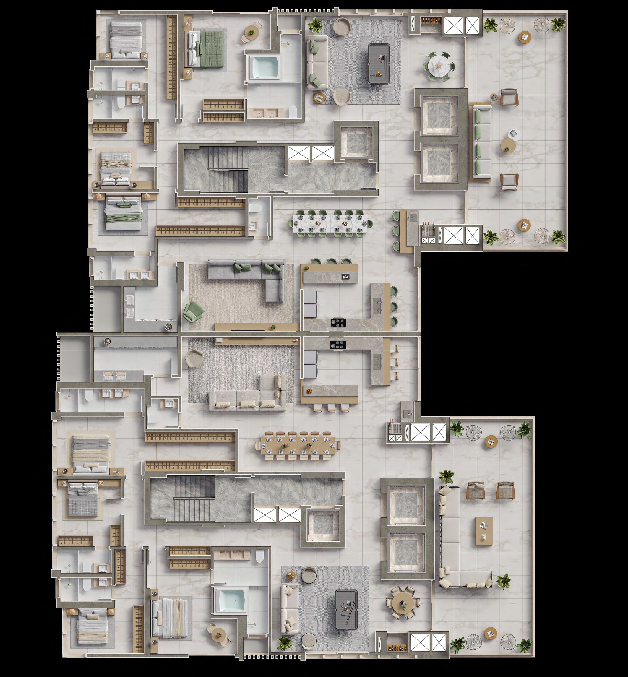 Planta do Enseada Residence — Penthouses · 28º e 29º