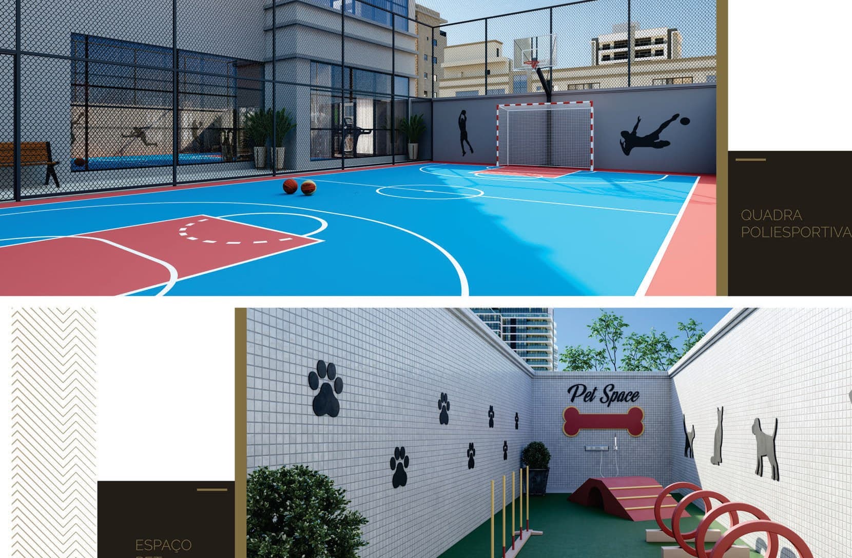 Quadra poliesportiva e pet space do Exclusive 275, em Meia Praia