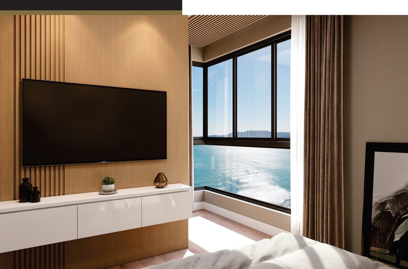 Suíte master com vista de um apartamento do Exclusive 275