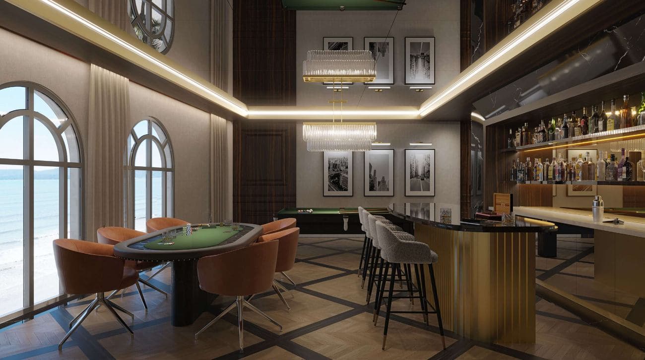 Bar do Grand Luxury Residences, frente mar na Meia Praia, Itapema