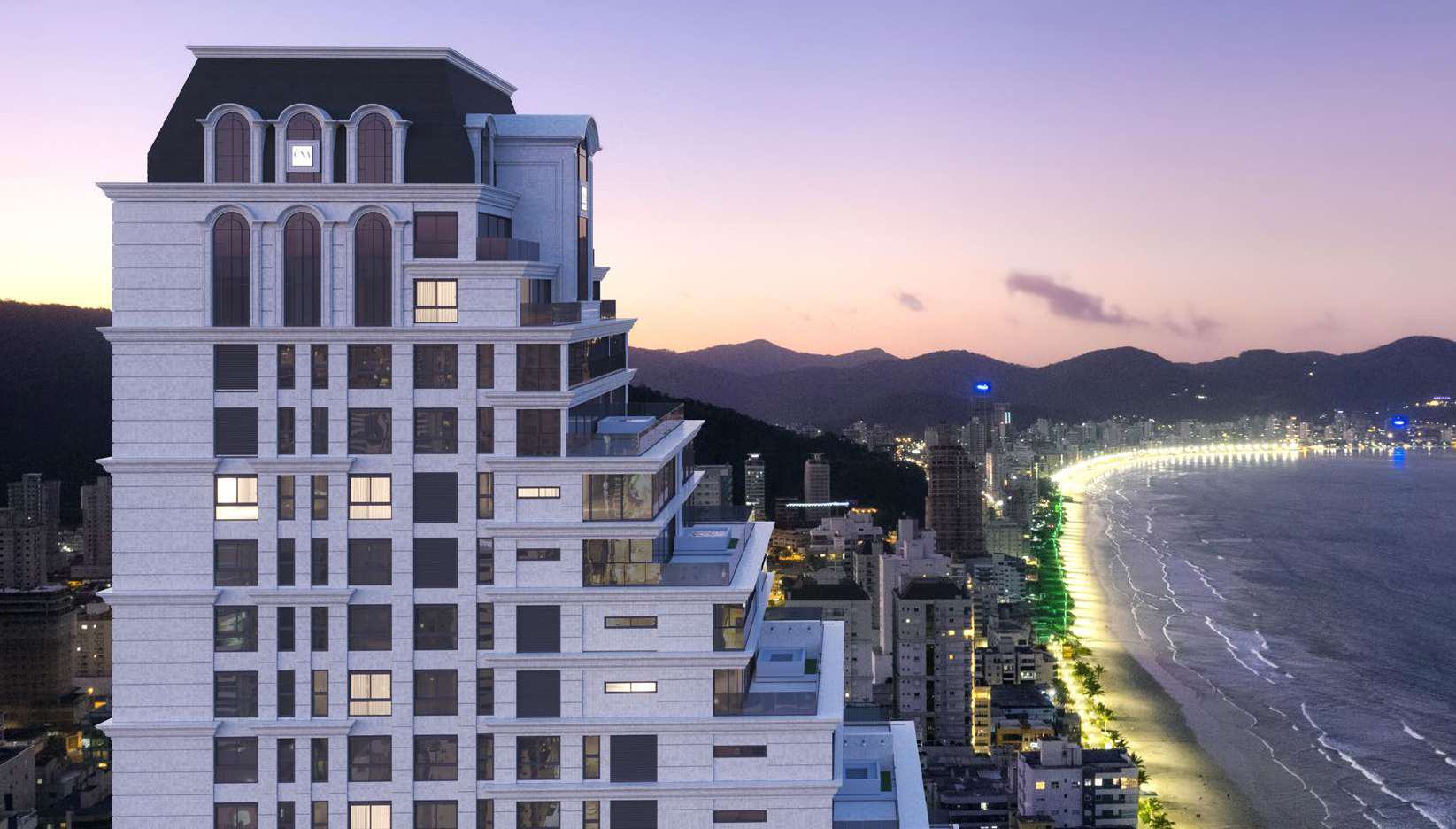 Torre do Grand Luxury Residences de frente para o mar da Meia Praia, em Itapema