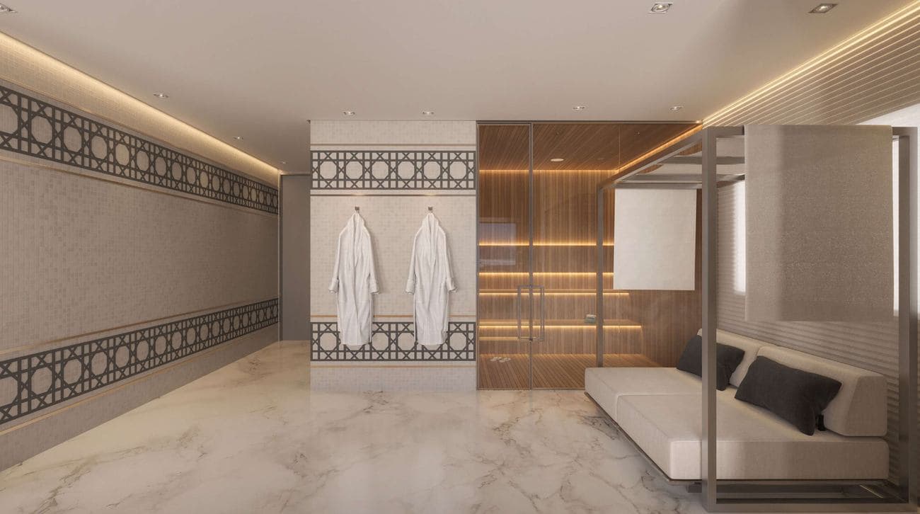 Sauna do Grand Luxury Residences, frente mar em Itapema