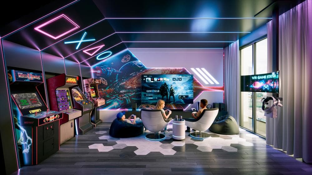 Espaço gamer do Jeddah Exclusive, em Balneário Perequê, Porto Belo