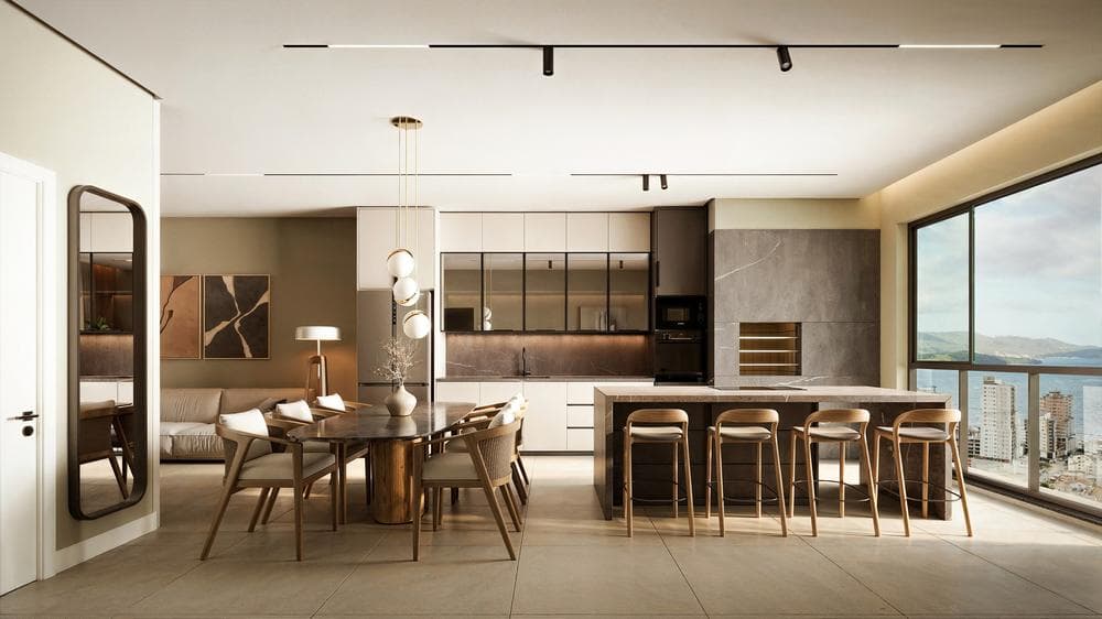 Living de apartamento do Jeddah Exclusive, em Porto Belo