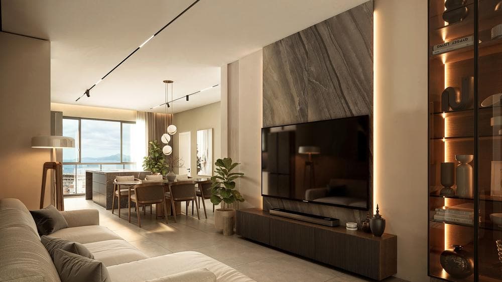 Living integrado de apartamento do Jeddah Exclusive