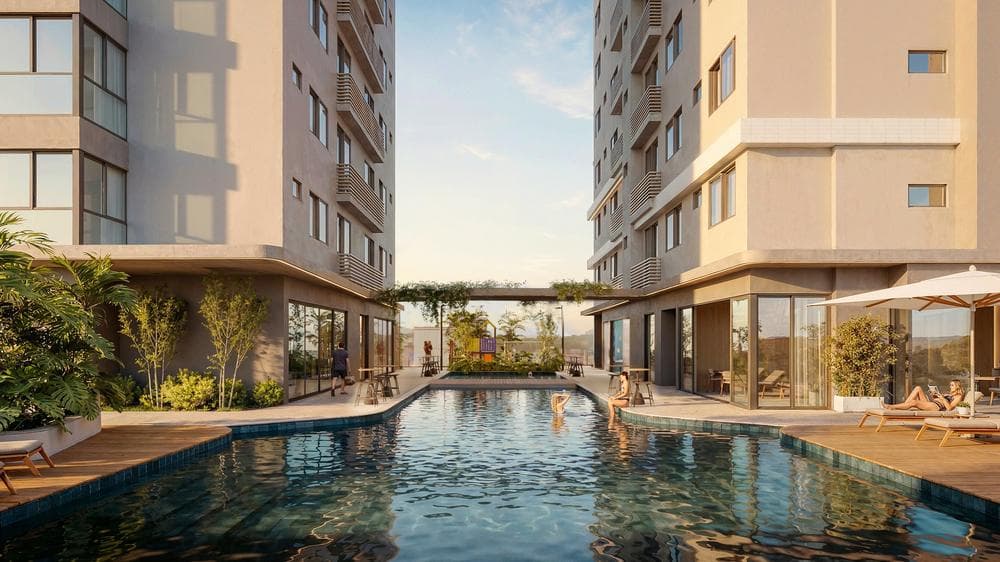 Piscina adulto do Jeddah Exclusive, entre as duas torres